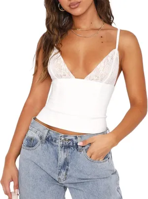 Sexy Women Deep V Neck Halter Top Open Back Tie Knot Backless Crop Camisole Y2K Night Party Club Wear Streetwear