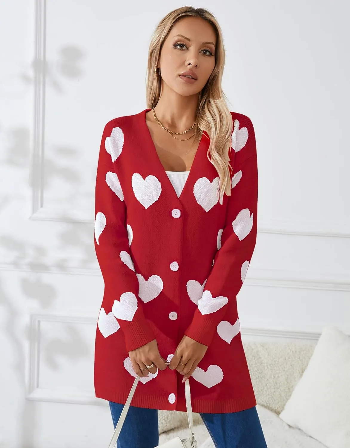 shermie Women's Button Down Cardigan Sweaters Long Sleeve Loose Casual Knit Pattern Outwear Cardigan