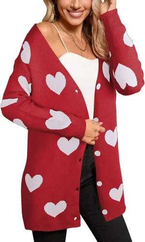 shermie Women's Button Down Cardigan Sweaters Long Sleeve Loose Casual Knit Pattern Outwear Cardigan