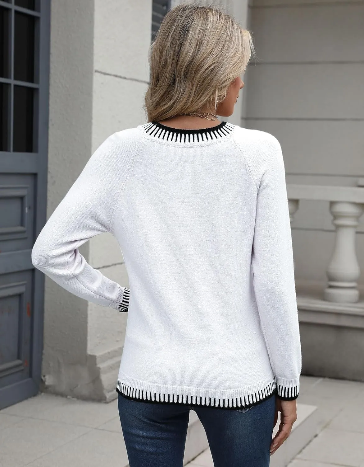 shermie Women's Long Sleeve Crew Neck Sweater Casual Lightweight American Flag Pullover Sweaters