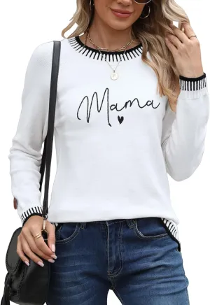shermie Women's Long Sleeve Crew Neck Sweater Casual Lightweight American Flag Pullover Sweaters
