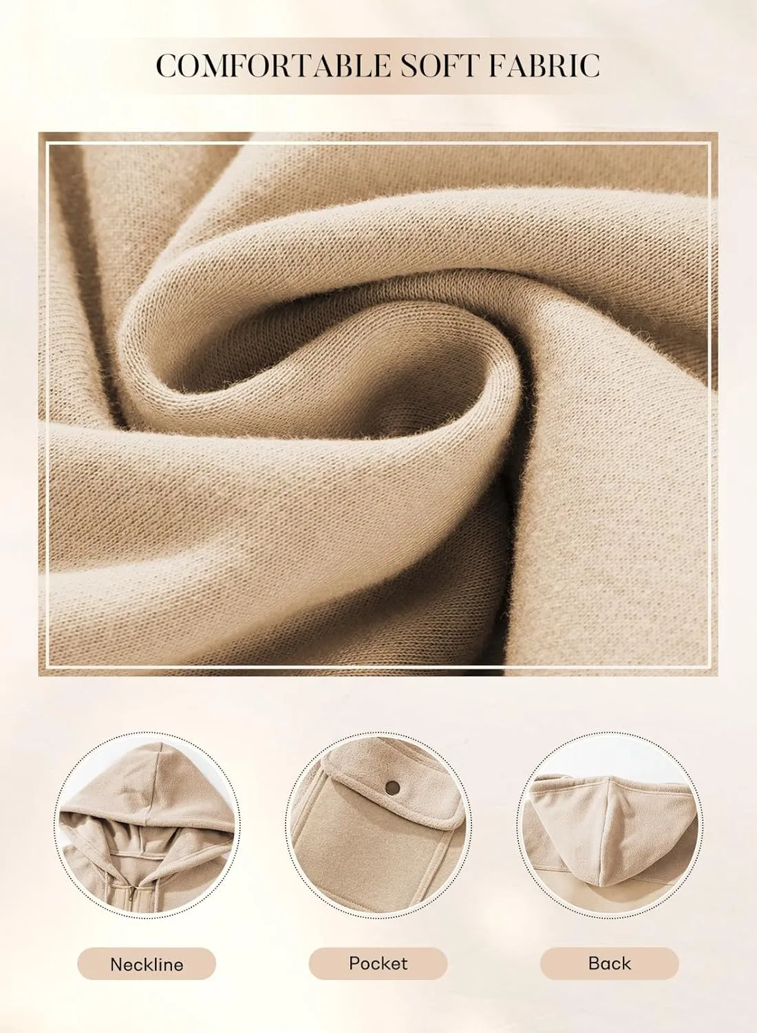 SHEWIN Jackets for Women Casual Long Sleeve Drawstring Fuzzy Sherpa Hooded Zip Up Jacket Coats With Pockets