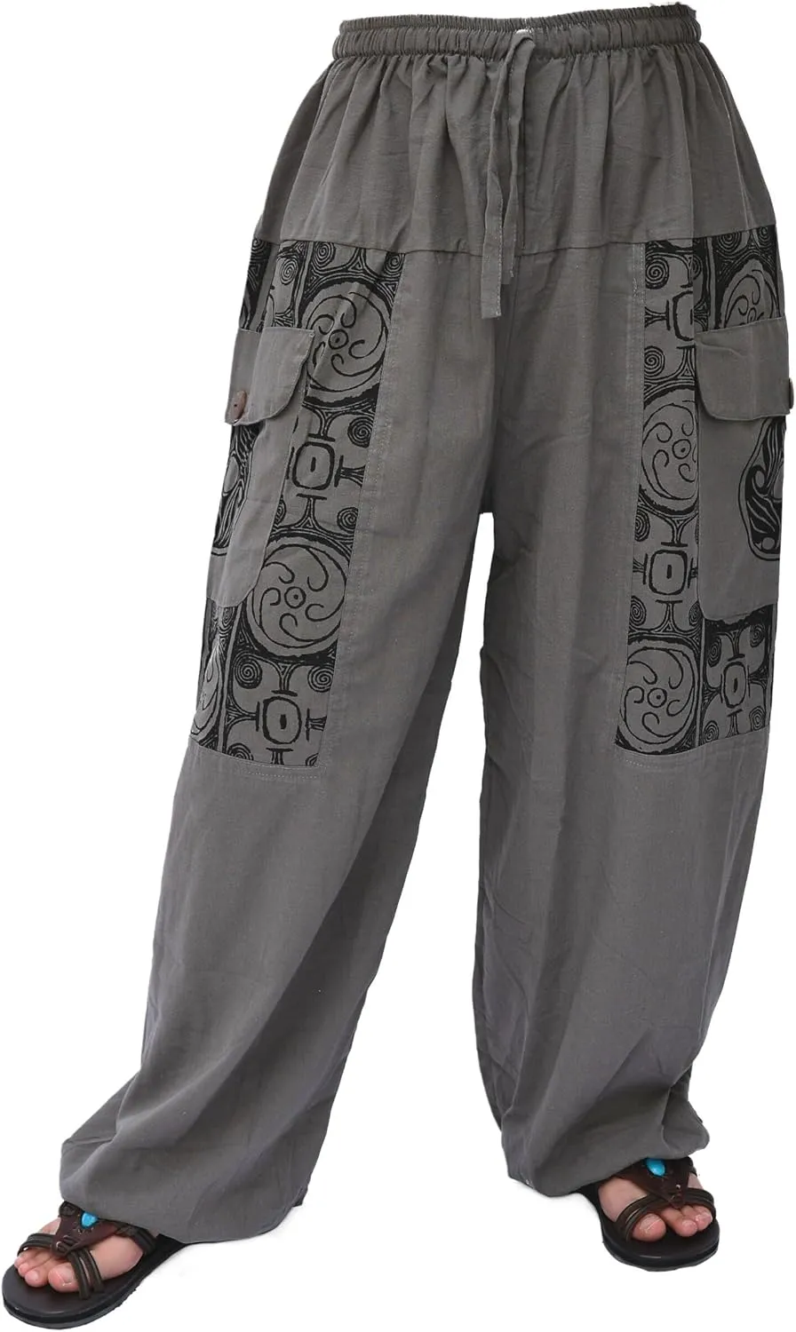 Siamrose Baggy Yoga Harem Pants Men Women Casual Lounge Trousers, 2 Big Pockets, One Size. Elastic Waist