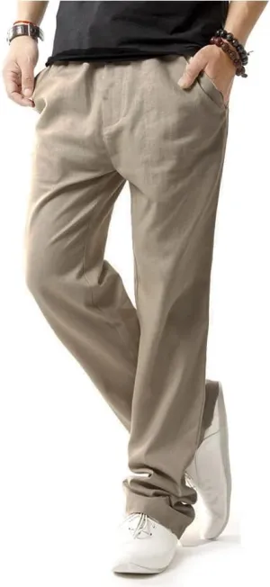 SIR7 Men's Linen Casual Lightweight Drawstrintg Elastic Waist Summer Beach Pants