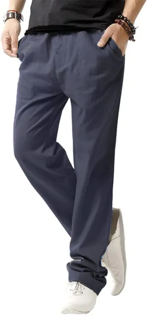 SIR7 Men's Linen Casual Lightweight Drawstrintg Elastic Waist Summer Beach Pants