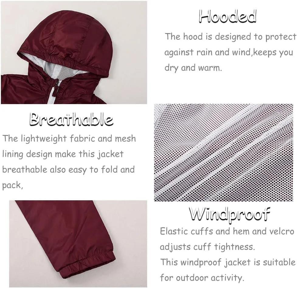 SNOW DREAMS Boys Waterproof Rain Jacket Windbreaker Lightweight Coat Kids Raincoat Outerwear