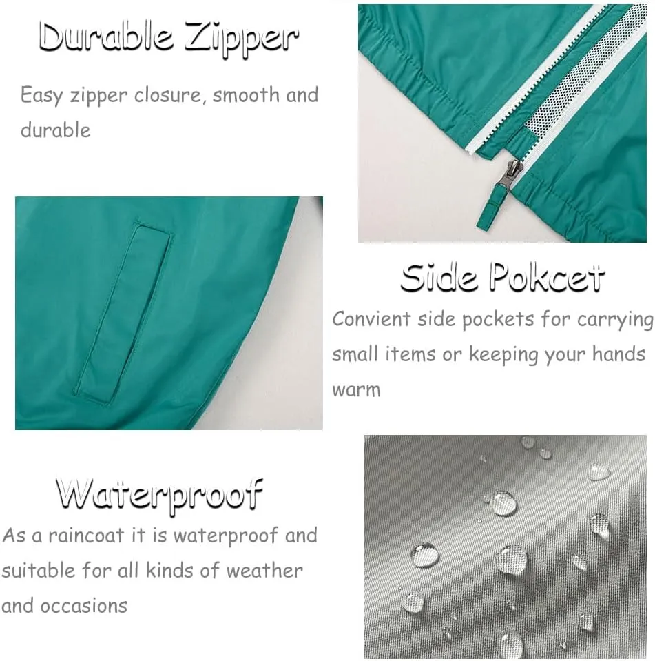 SNOW DREAMS Boys Waterproof Rain Jacket Windbreaker Lightweight Coat Kids Raincoat Outerwear