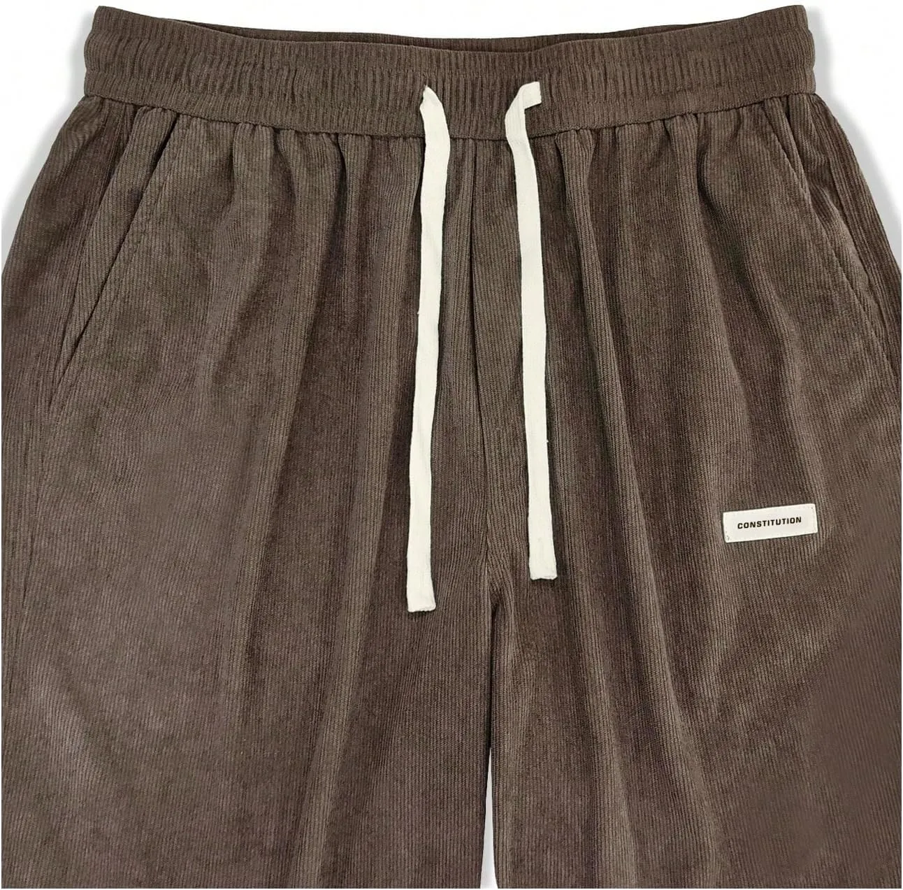 SOLY HUX Men's Corduroy Pants Casual Drawstring Elastic Waist Straight Leg Sweatpants with Pockets