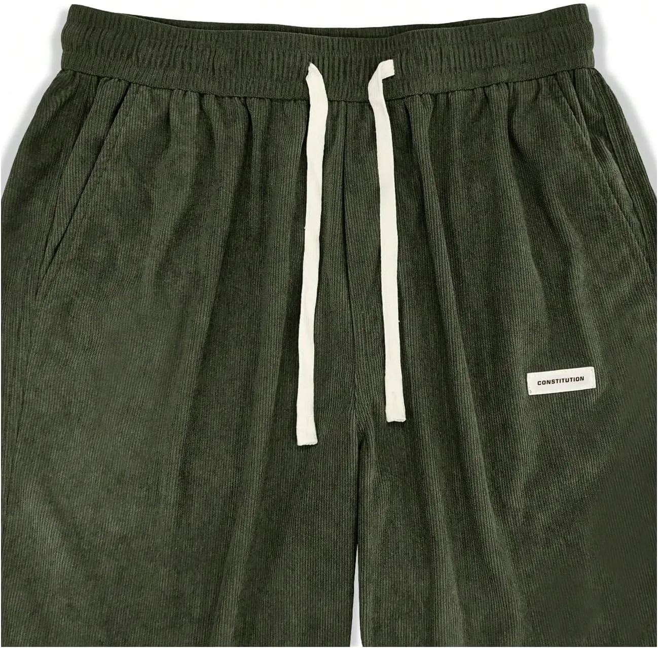 SOLY HUX Men's Corduroy Pants Casual Drawstring Elastic Waist Straight Leg Sweatpants with Pockets