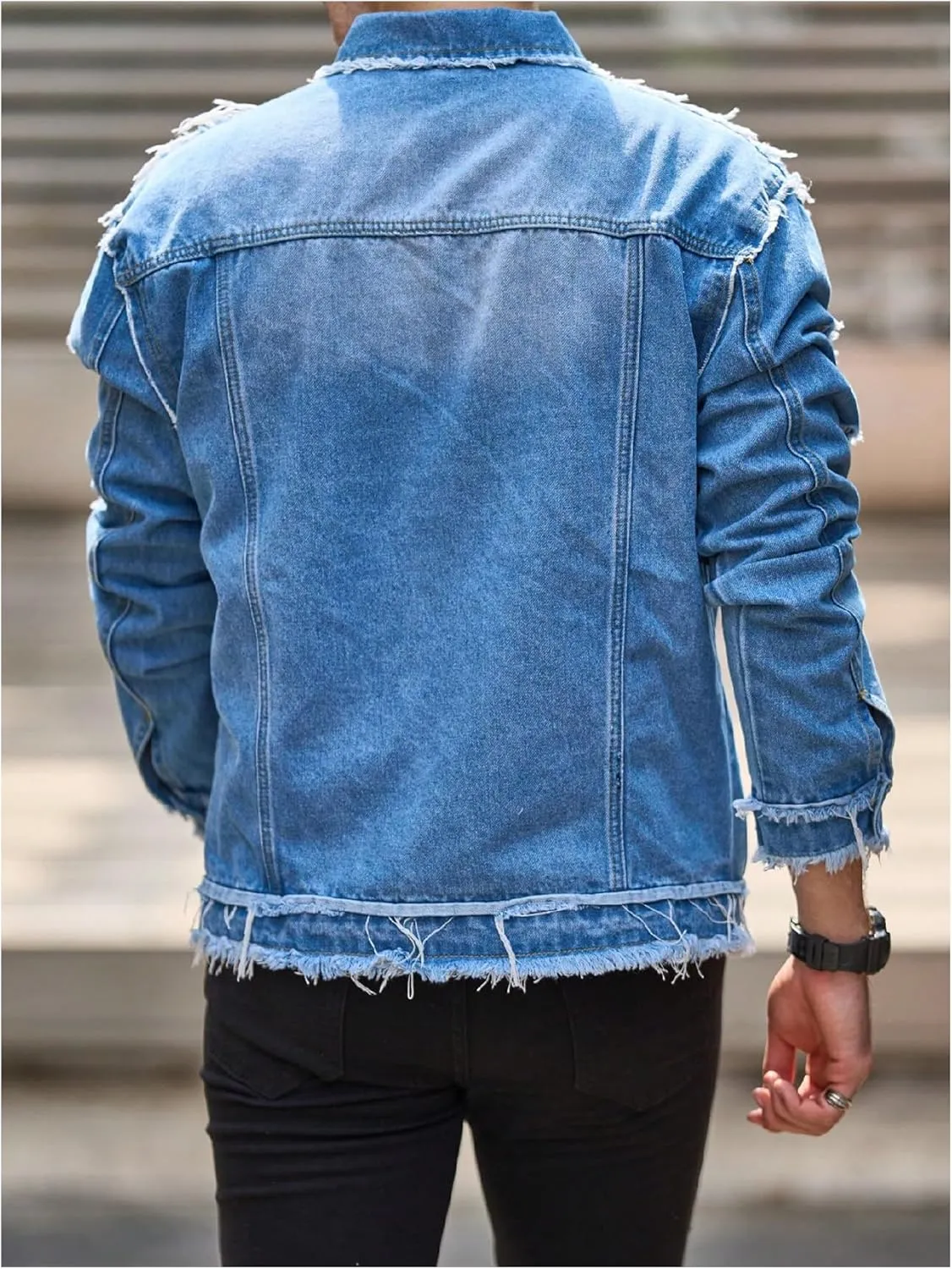 SOLY HUX Men's Denim Jacket Jean Jacket Men Vintage Trucker Jackets Coats Long Sleeve Casual Denim Outerwear
