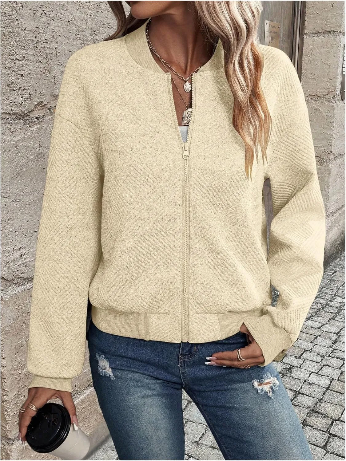 SOLY HUX Women's Bomber Jacket Fall Fashion Lightweight Zip Up Long Sleeve Casual Jacket