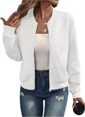 SOLY HUX Women's Bomber Jacket Fall Fashion Lightweight Zip Up Long Sleeve Casual Jacket