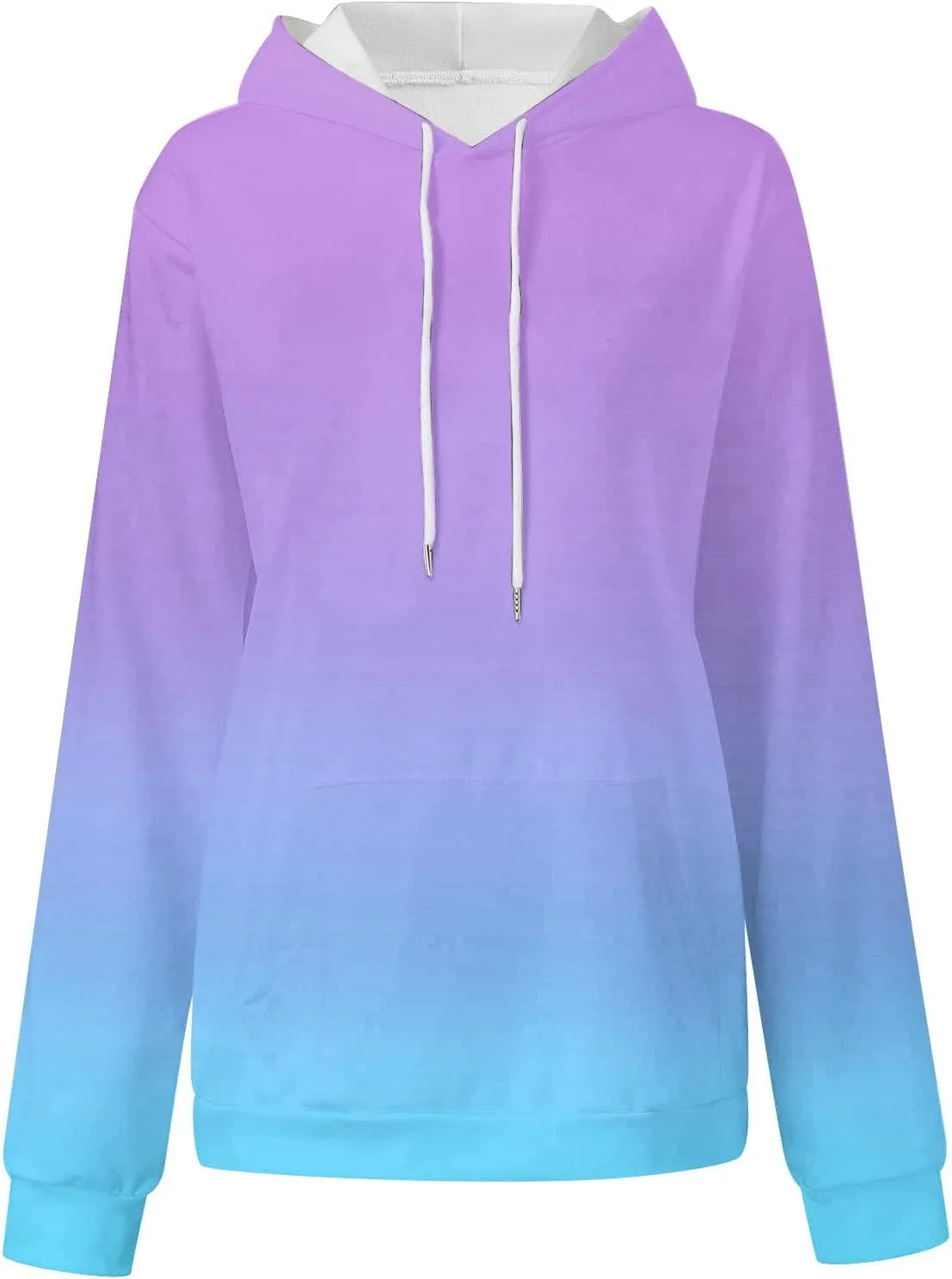 Stessotudo Womens Hoodies 2023 Casual Gradient Long Sleeve Oversized Sweatshirts Pocketed Aesthetic Fashion Pullover Tops