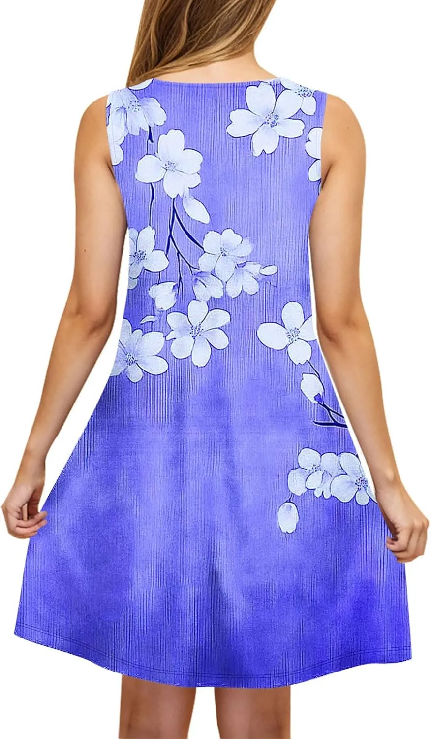 Summer Dresses for Women 2025 Boho Floral Sleeveless Midi Dress Pleated Flowy Dress Casual Loose Beach Outfits