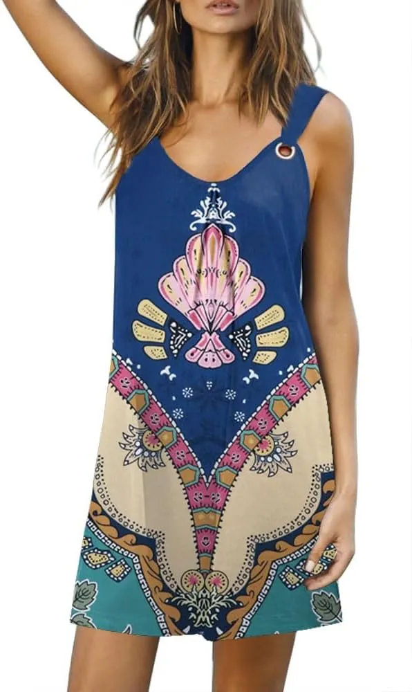 Summer Dresses for Women Scoop Neck O-Ring Shoulder Tank Dress 2025 Casual Mini Beach Sundress
