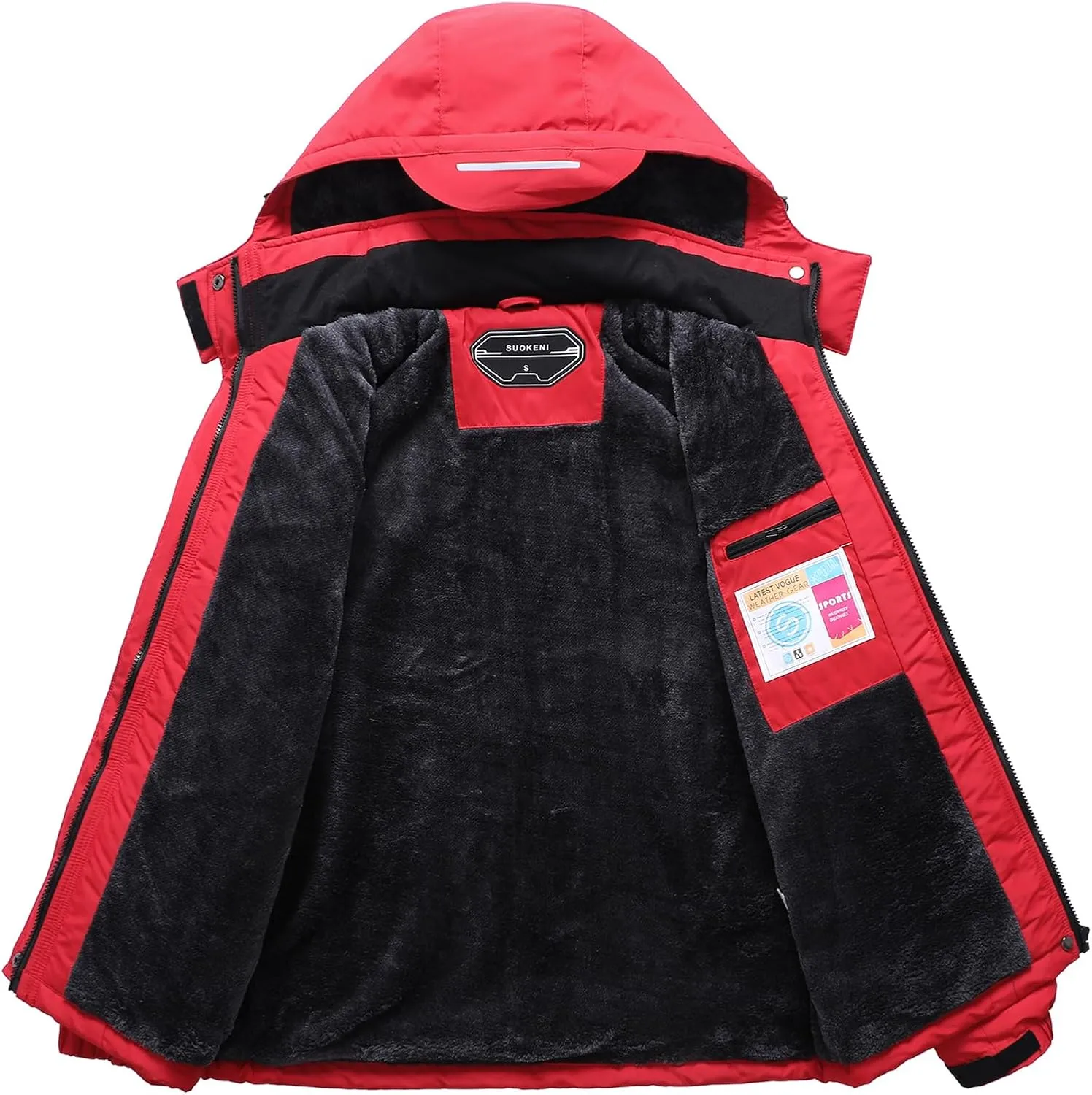 SUOKENI Women's Waterproof Warm Winter Snow Coat Hooded Raincoat Ski Snowboarding Jacket