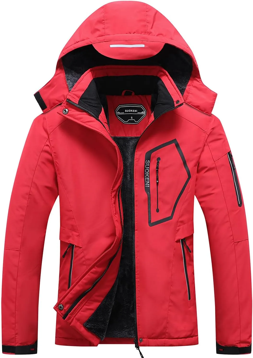 SUOKENI Women's Waterproof Warm Winter Snow Coat Hooded Raincoat Ski Snowboarding Jacket