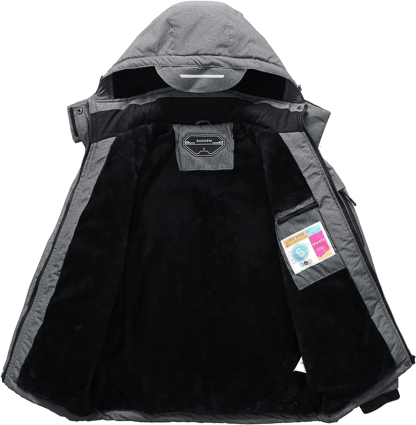 SUOKENI Women's Waterproof Warm Winter Snow Coat Hooded Raincoat Ski Snowboarding Jacket