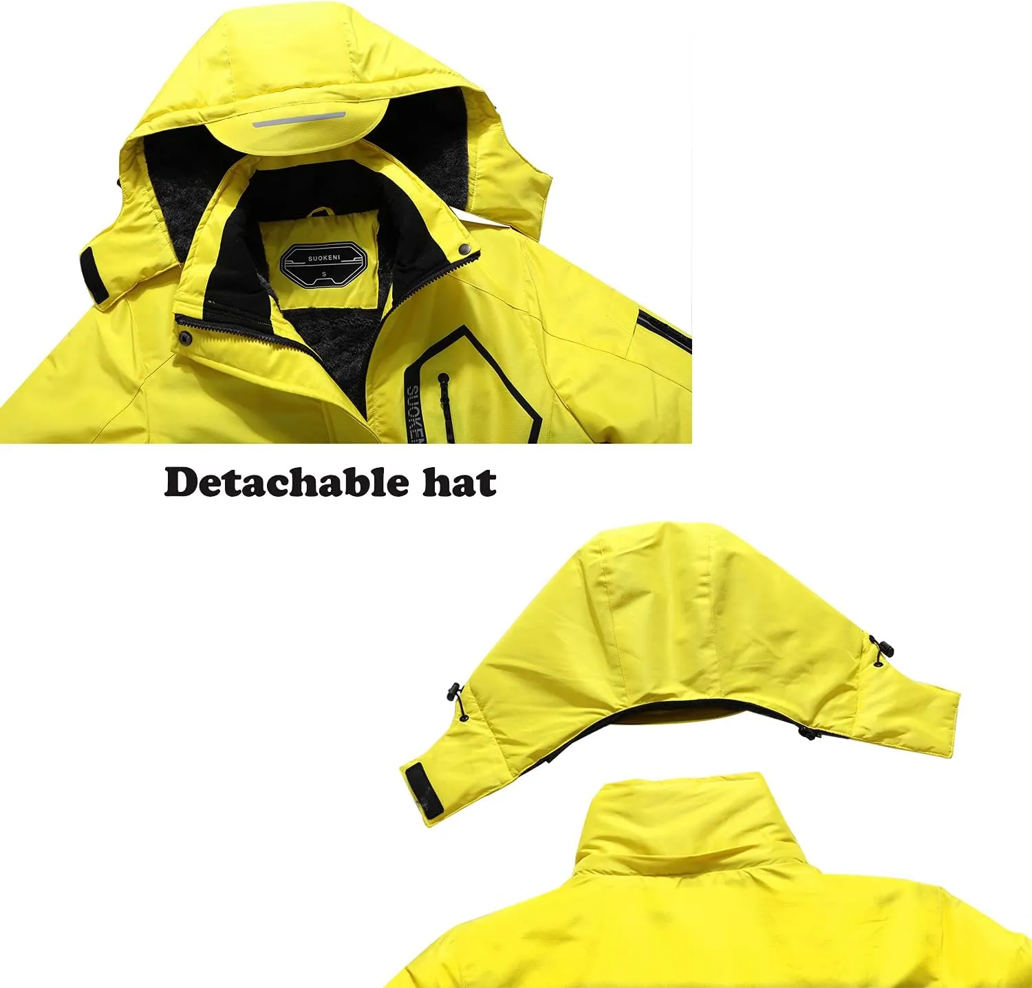 SUOKENI Women's Waterproof Warm Winter Snow Coat Hooded Raincoat Ski Snowboarding Jacket