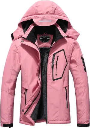 SUOKENI Women's Waterproof Warm Winter Snow Coat Hooded Raincoat Ski Snowboarding Jacket