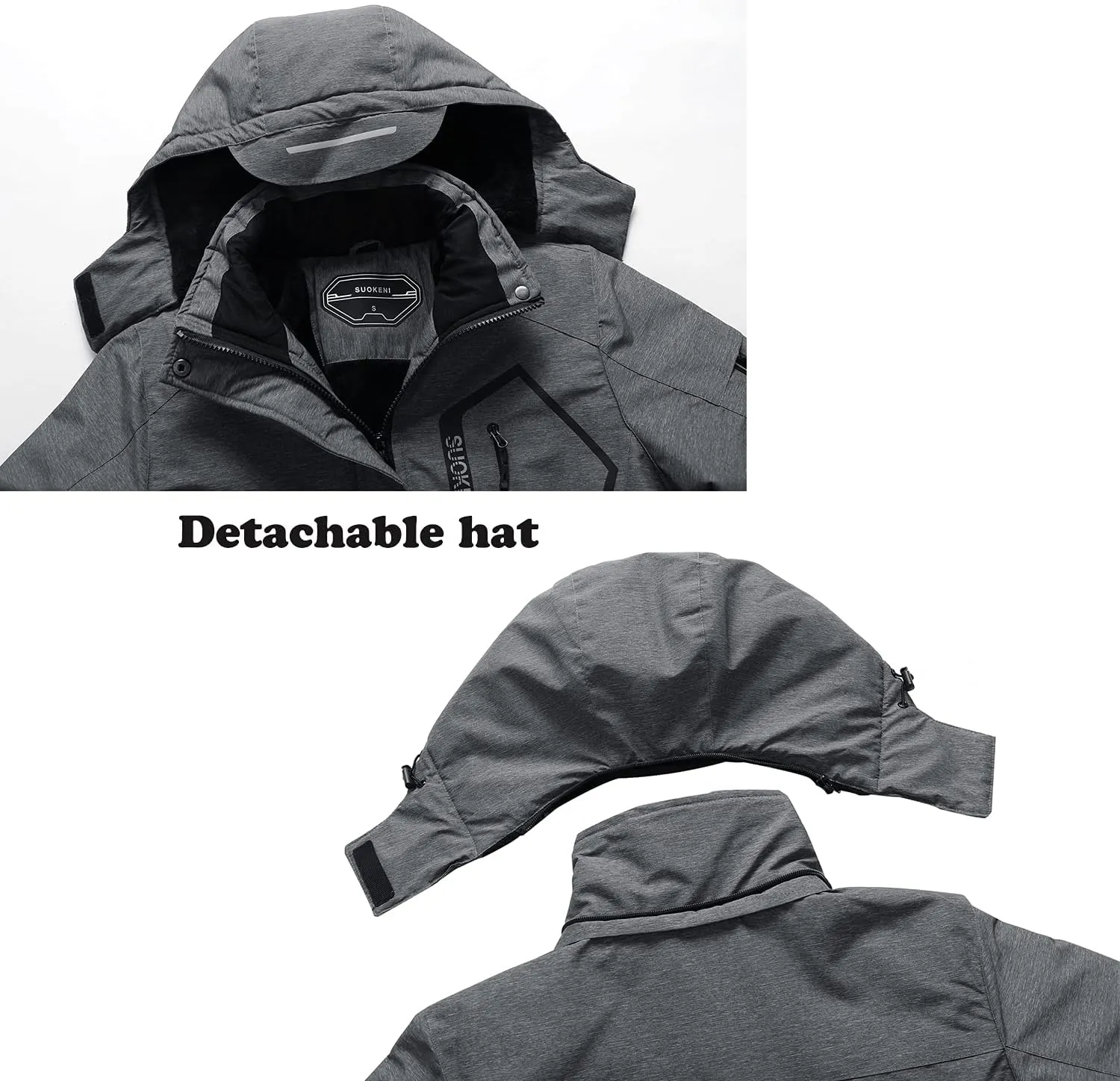 SUOKENI Women's Waterproof Warm Winter Snow Coat Hooded Raincoat Ski Snowboarding Jacket