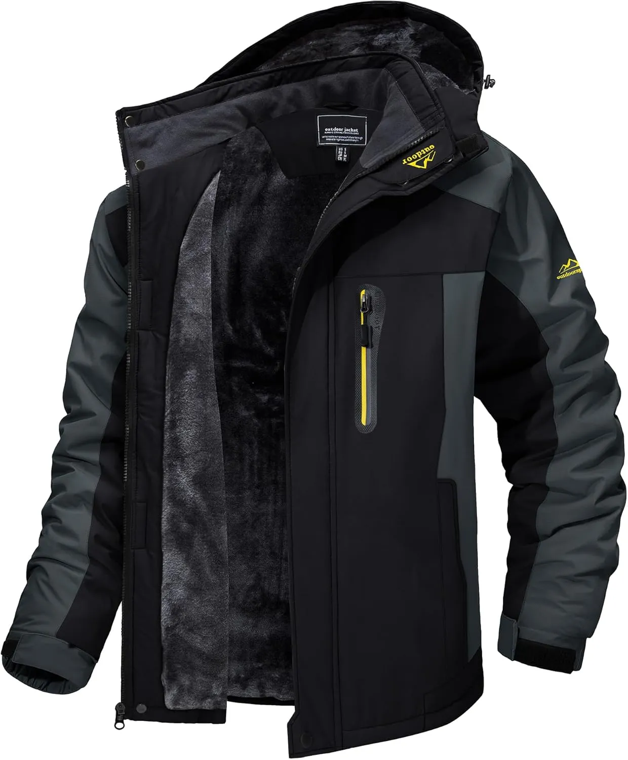 TACVASEN Men's Winter Ski Jacket Waterproof Snow Coats Snowboard Fleece Lining Jacket Warm Parka with Hooded