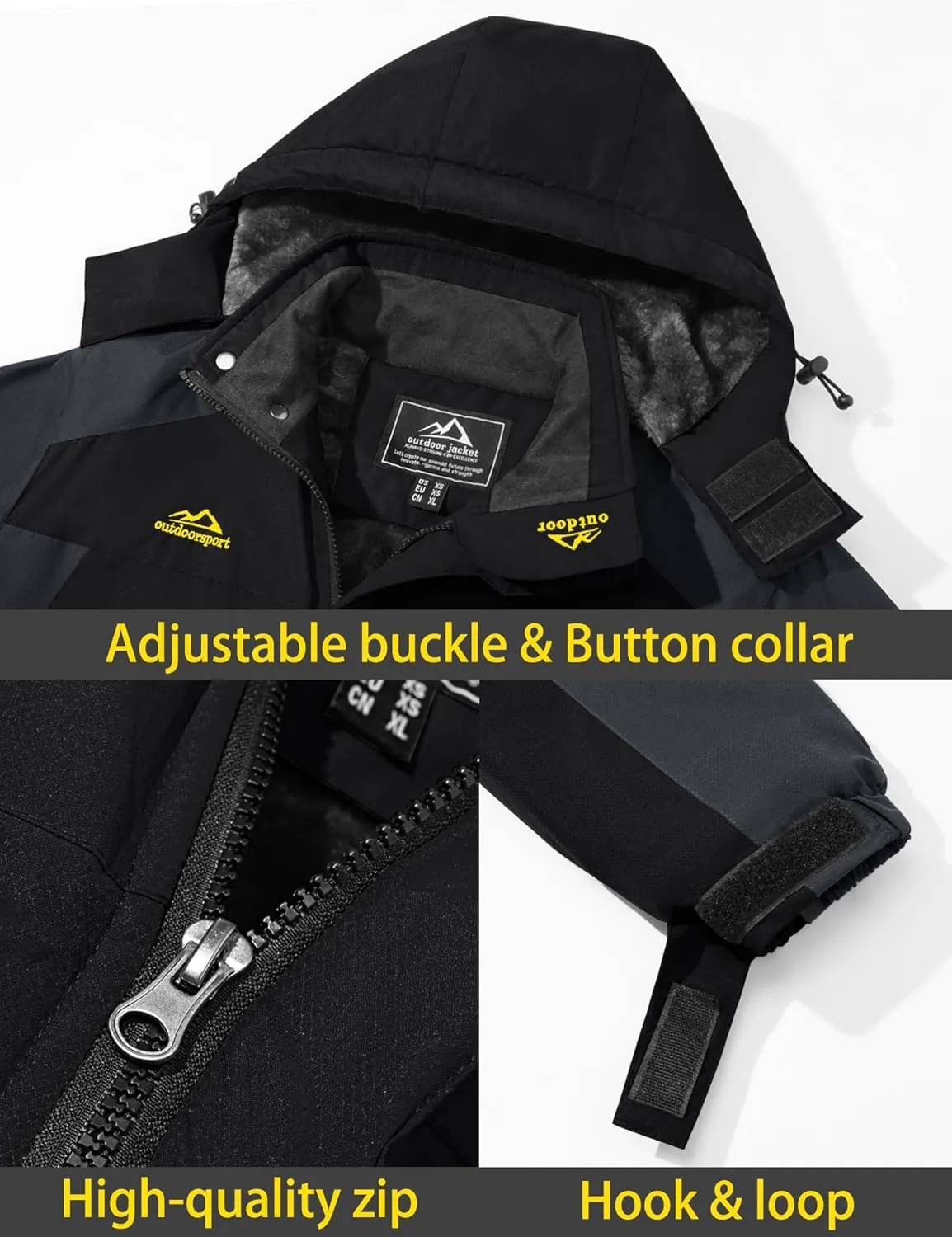 TACVASEN Men's Winter Ski Jacket Waterproof Snow Coats Snowboard Fleece Lining Jacket Warm Parka with Hooded