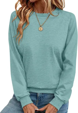 TICTICMIMI Women's Crewneck Sweatshirts Lightweight Long Sleeve Tunic Tops Cute Pullover Shirts