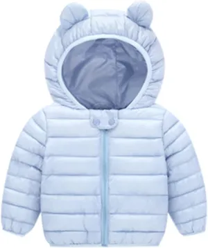Toddler Baby Boys Girls Puffer Jacket Newborn Warm Cotton Padded Jacket Winter Bear Ears Hooded Coat