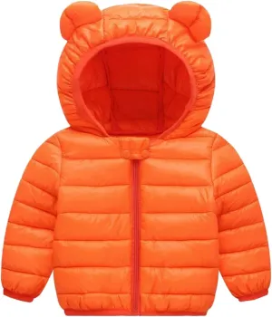 Toddler Baby Boys Girls Puffer Jacket Newborn Warm Cotton Padded Jacket Winter Bear Ears Hooded Coat