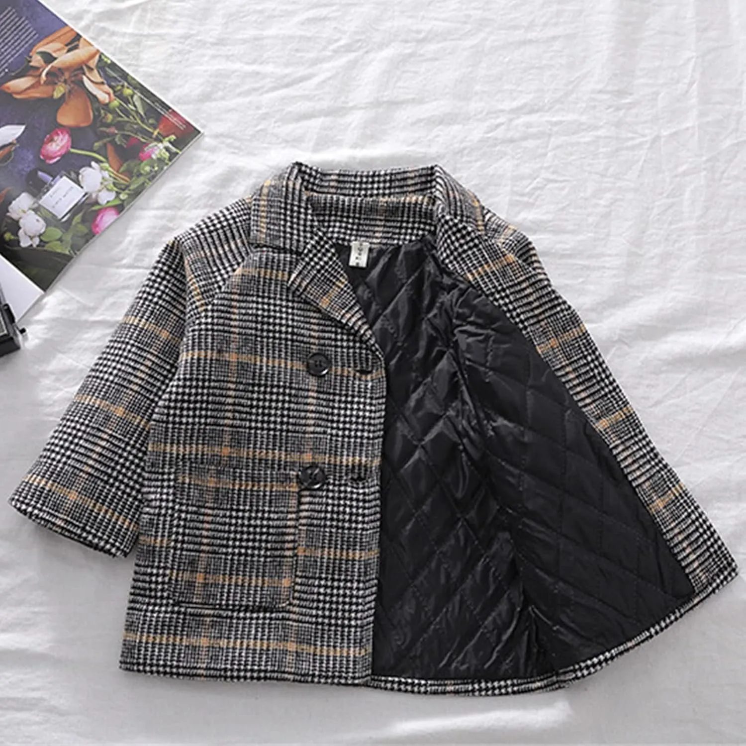 Toddler Baby Girls Classic Wool Blend Coat Winter Double Breasted Trench Coat Outwear Pea Coat Jacket