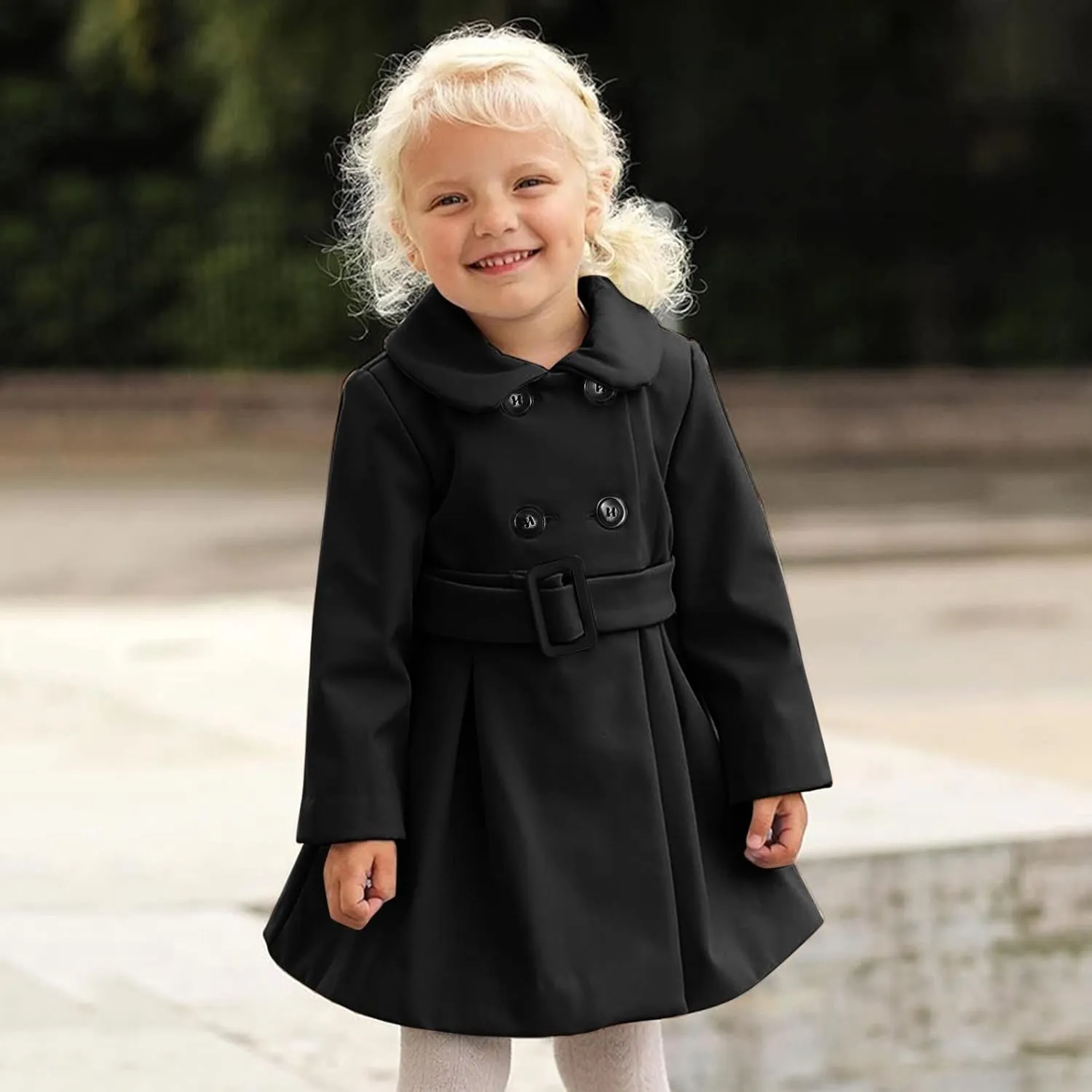 Toddler Baby Girls Classic Wool Blend Coat Winter Double Breasted Trench Coat Outwear Pea Coat Jacket