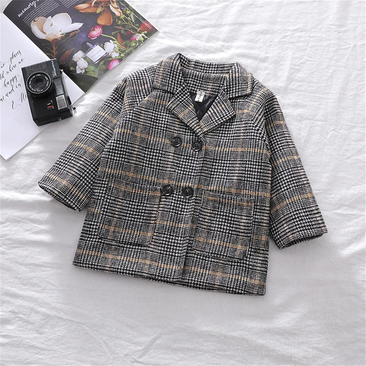Toddler Baby Girls Classic Wool Blend Coat Winter Double Breasted Trench Coat Outwear Pea Coat Jacket