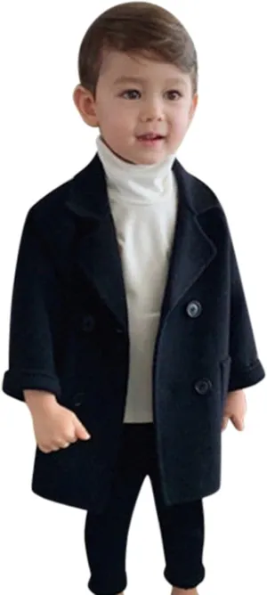 Toddler Baby Girls Classic Wool Blend Coat Winter Double Breasted Trench Coat Outwear Pea Coat Jacket