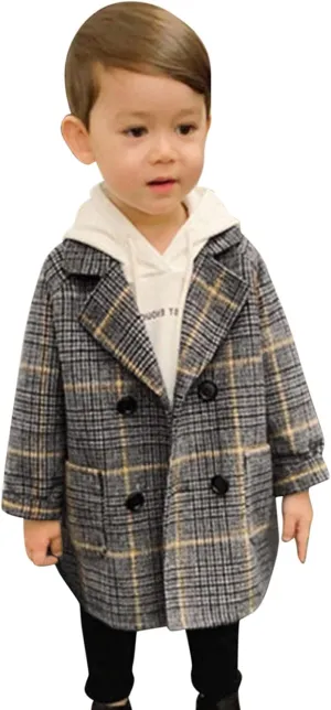 Toddler Baby Girls Classic Wool Blend Coat Winter Double Breasted Trench Coat Outwear Pea Coat Jacket