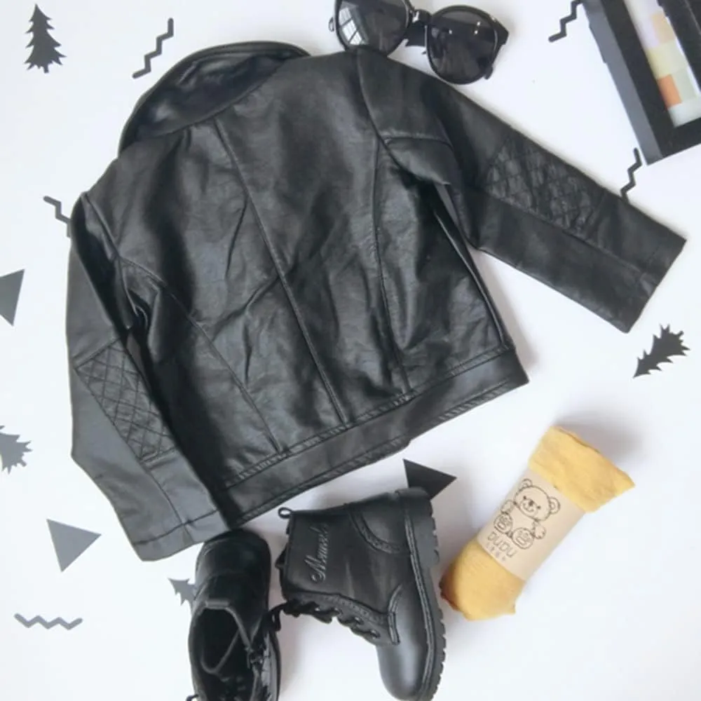 Toddler Girls Coats Faux Leather Jacket Zipper Outerwear Winter Clothes for 1-5 Years