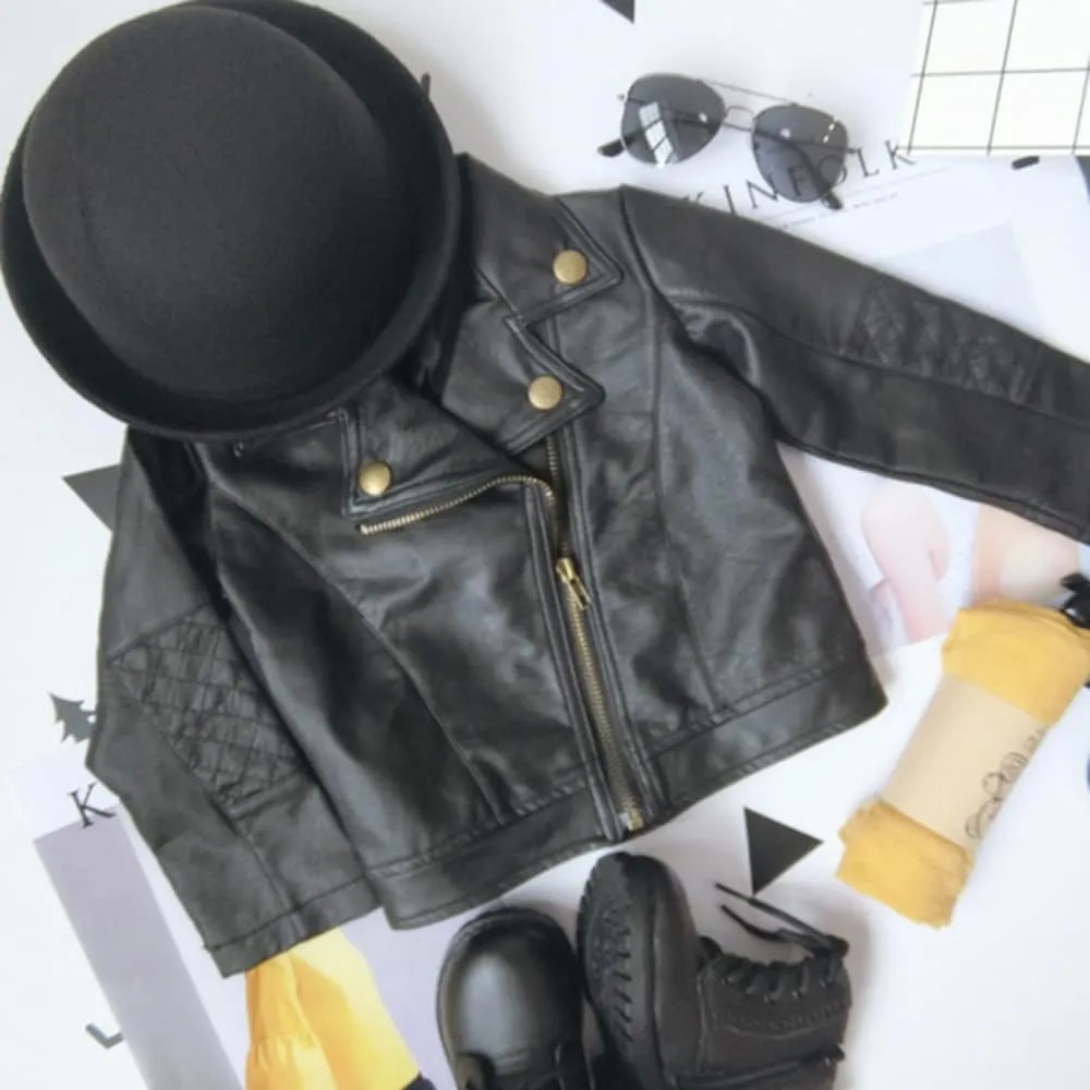 Toddler Girls Coats Faux Leather Jacket Zipper Outerwear Winter Clothes for 1-5 Years