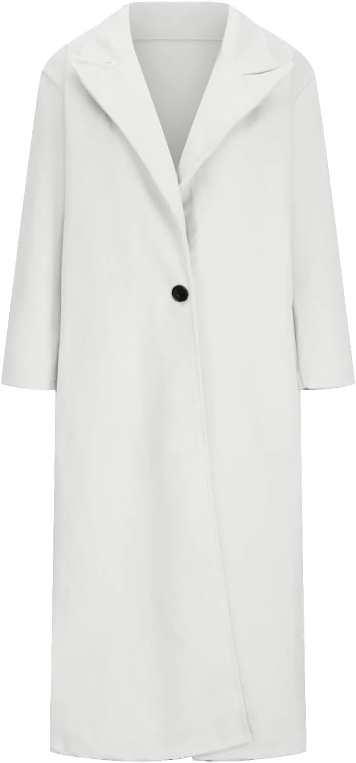 Trench Coat for Women 2024 Double Breasted Lapel Wool Coat Fall Long Sleeve Midi Jacket Windproof Overcoat