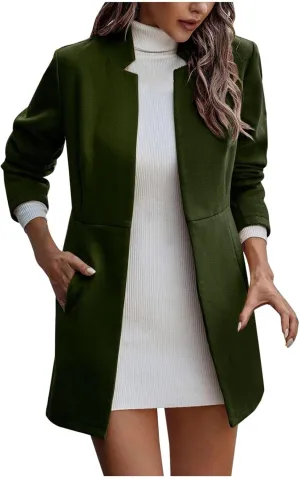 Trench Coats for Women, Elegant Classic Lapel Outerwear Casual Trench Overcoats Windbreaker Jackets with Pockets