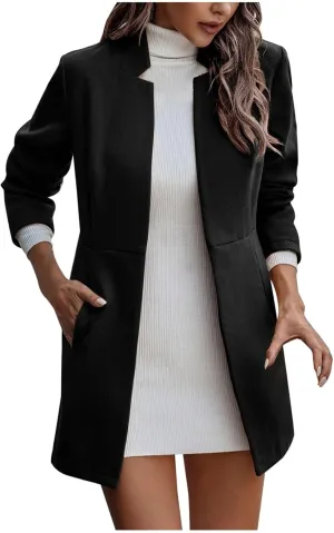 Trench Coats for Women, Elegant Classic Lapel Outerwear Casual Trench Overcoats Windbreaker Jackets with Pockets