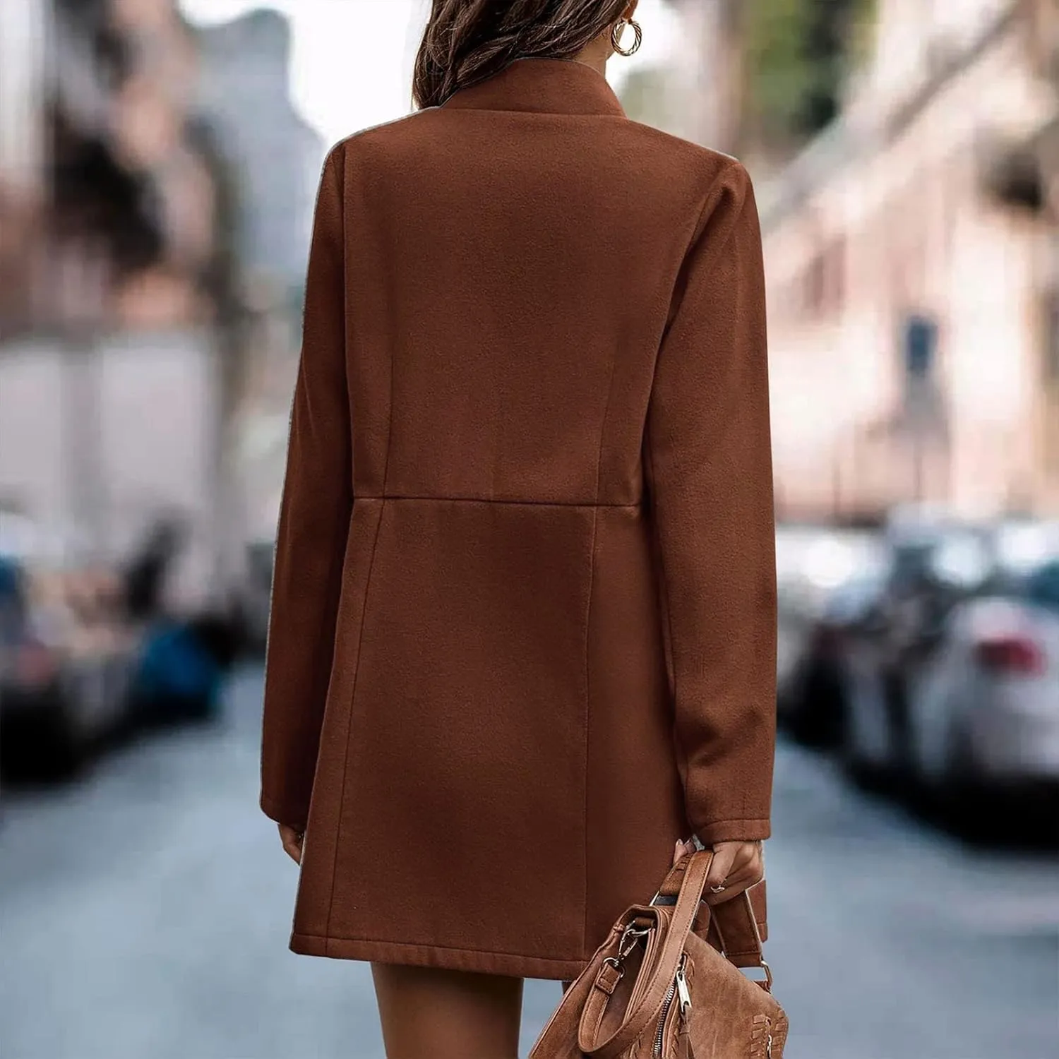 Trench Coats for Women, Elegant Classic Lapel Outerwear Casual Trench Overcoats Windbreaker Jackets with Pockets