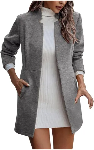 Trench Coats for Women, Elegant Classic Lapel Outerwear Casual Trench Overcoats Windbreaker Jackets with Pockets