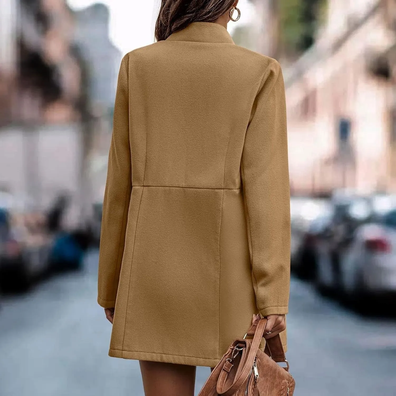 Trench Coats for Women, Elegant Classic Lapel Outerwear Casual Trench Overcoats Windbreaker Jackets with Pockets