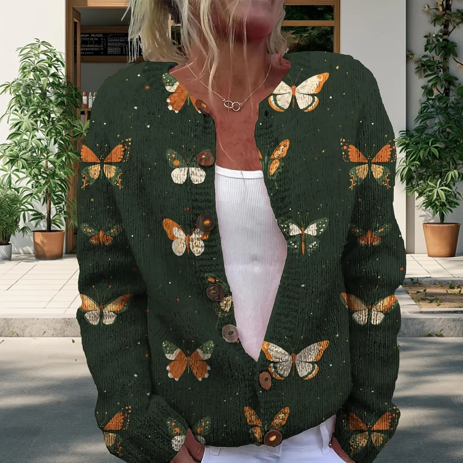 Trendy Sweater Cardigan for Women Button Up Oversized Long Sleeve Floral Comfy Sweaters Plus Size Tops Outfits