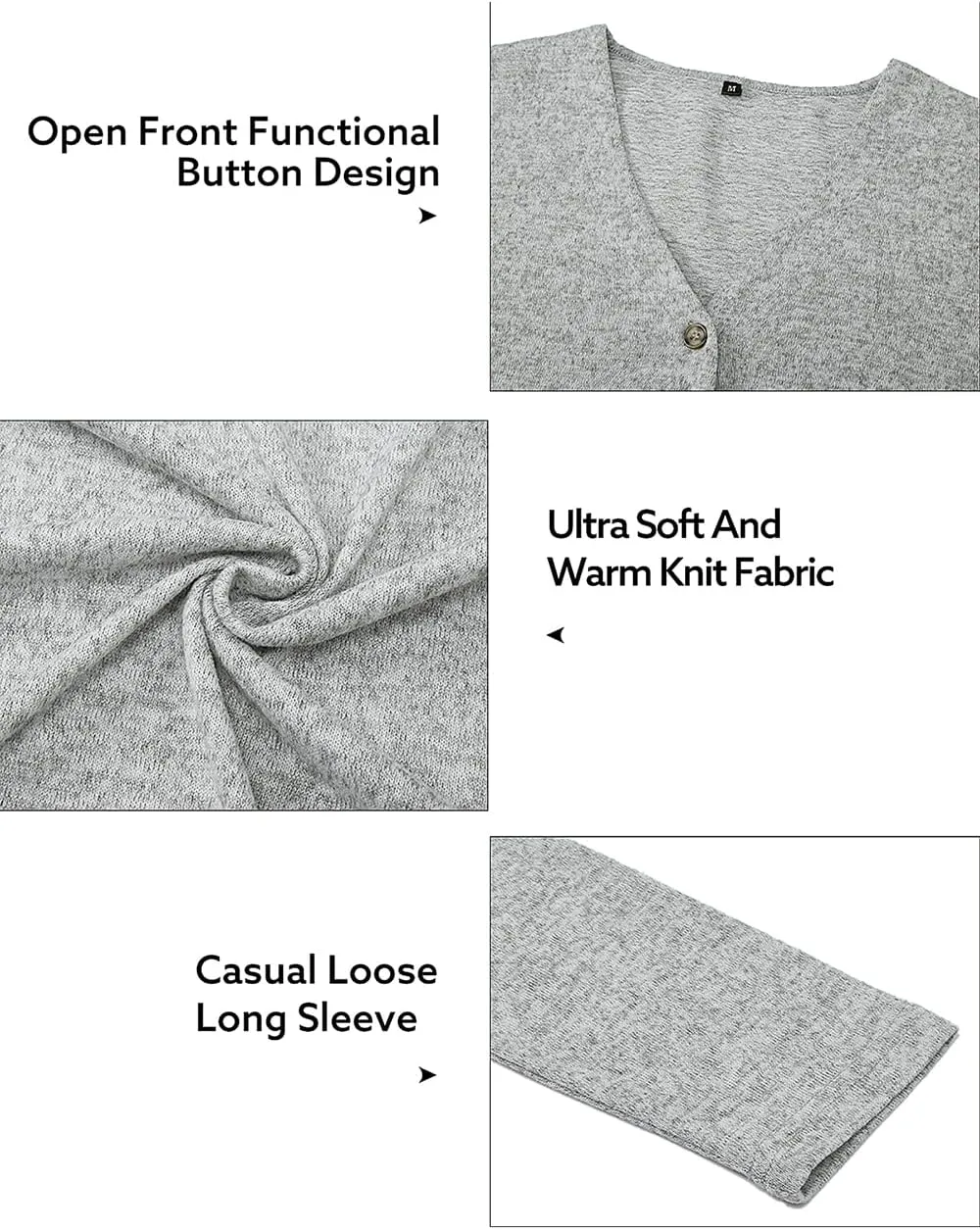 ULTRANICE Women's Cardigan Sweaters Lightweight Long Sleeve Open Front Knitted Button Down Cardigans Tops with Pockets