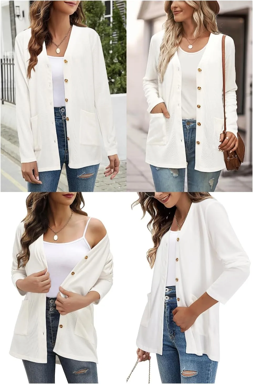 ULTRANICE Women's Cardigan Sweaters Lightweight Long Sleeve Open Front Knitted Button Down Cardigans Tops with Pockets