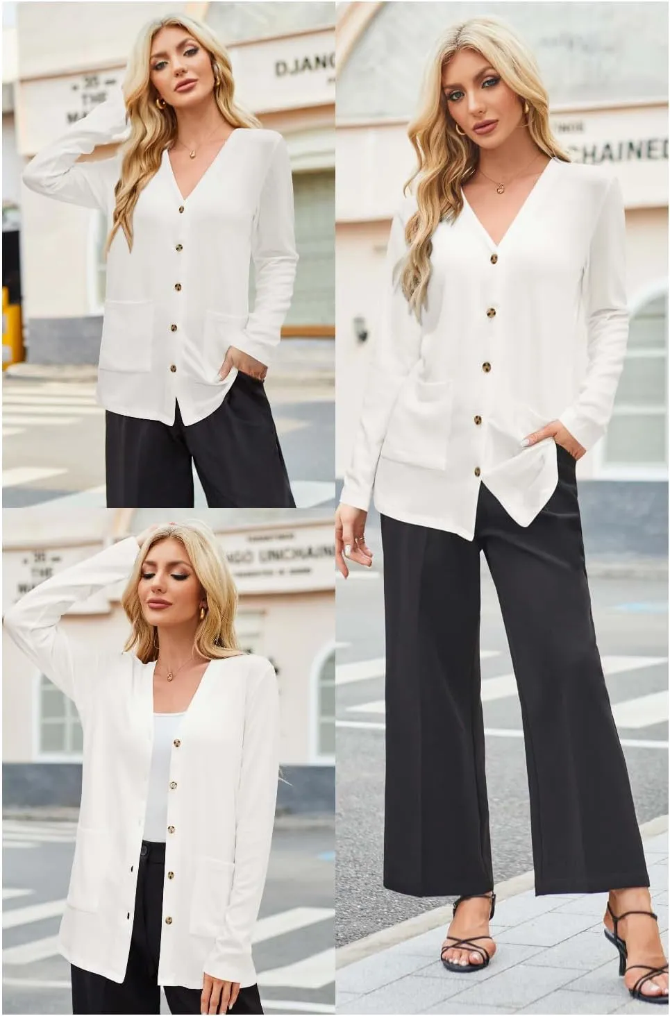 ULTRANICE Women's Cardigan Sweaters Lightweight Long Sleeve Open Front Knitted Button Down Cardigans Tops with Pockets
