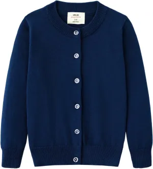 UMELOK Girls' Cardigans Sweater Cotton Button Solid Long Sleeve Knit Sweaters