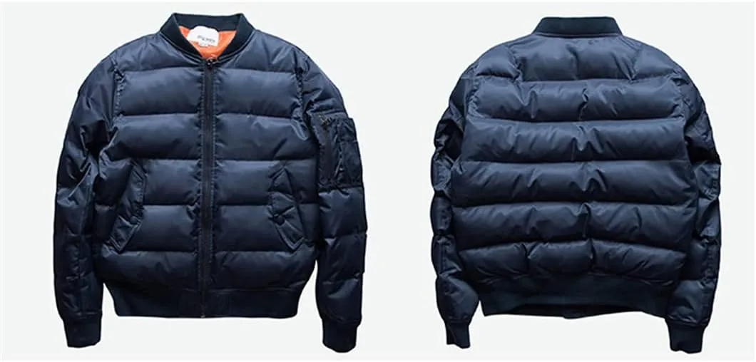 USDBE Thick Warm Winter Bomber Coat Men Cotton Padded Jacket Stand Collar Boy Coats