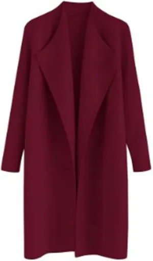 utcoco Womens Casual Lightweight Long Cardigans Lapel Open Front Side Slit Woolen Coatigan 2023 Fall Coat